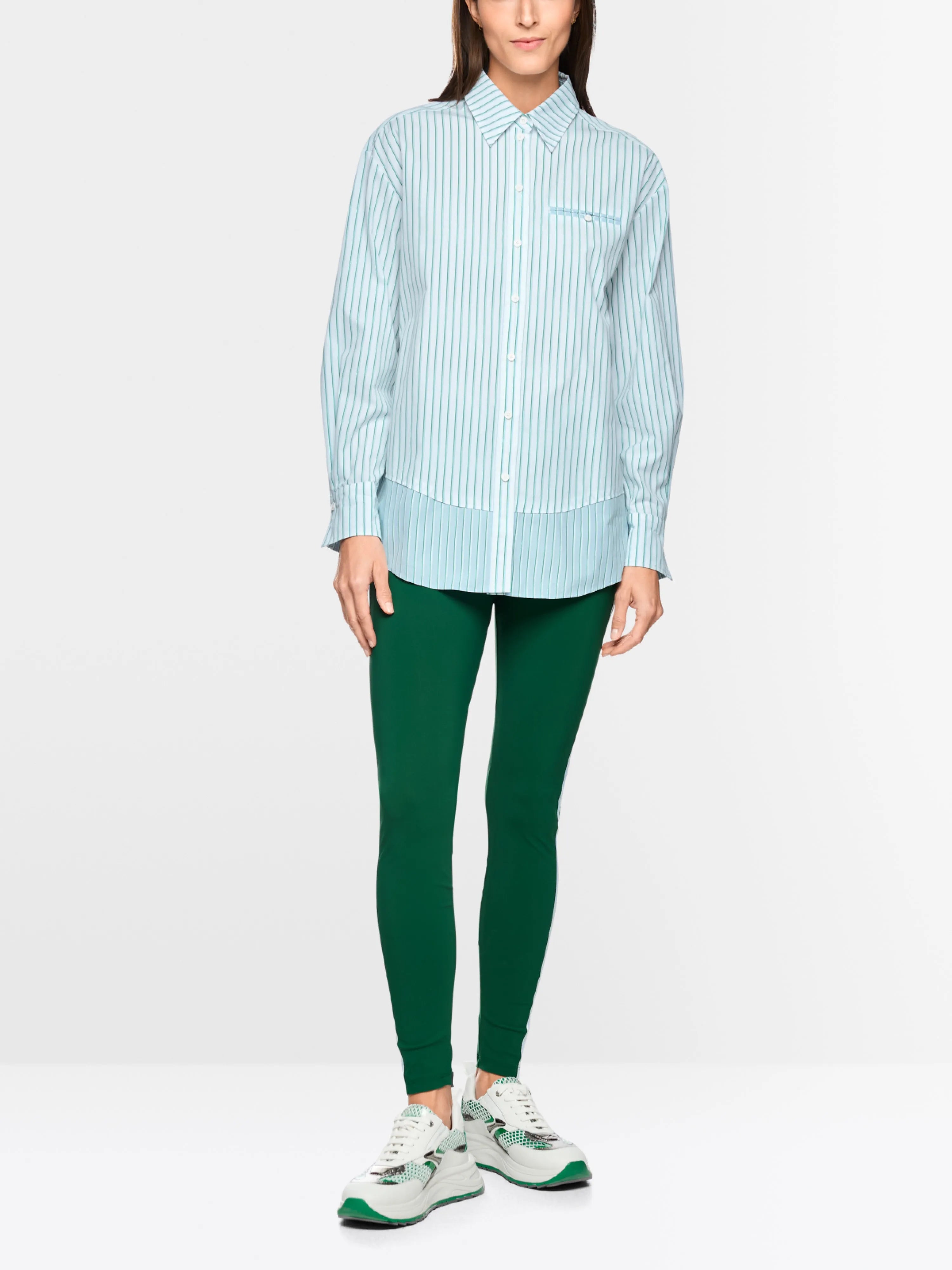 Marccain Bright Emerald New Women Striped Cotton Shirt Blouse SKU: AS 51.11 W15_554 Image 01