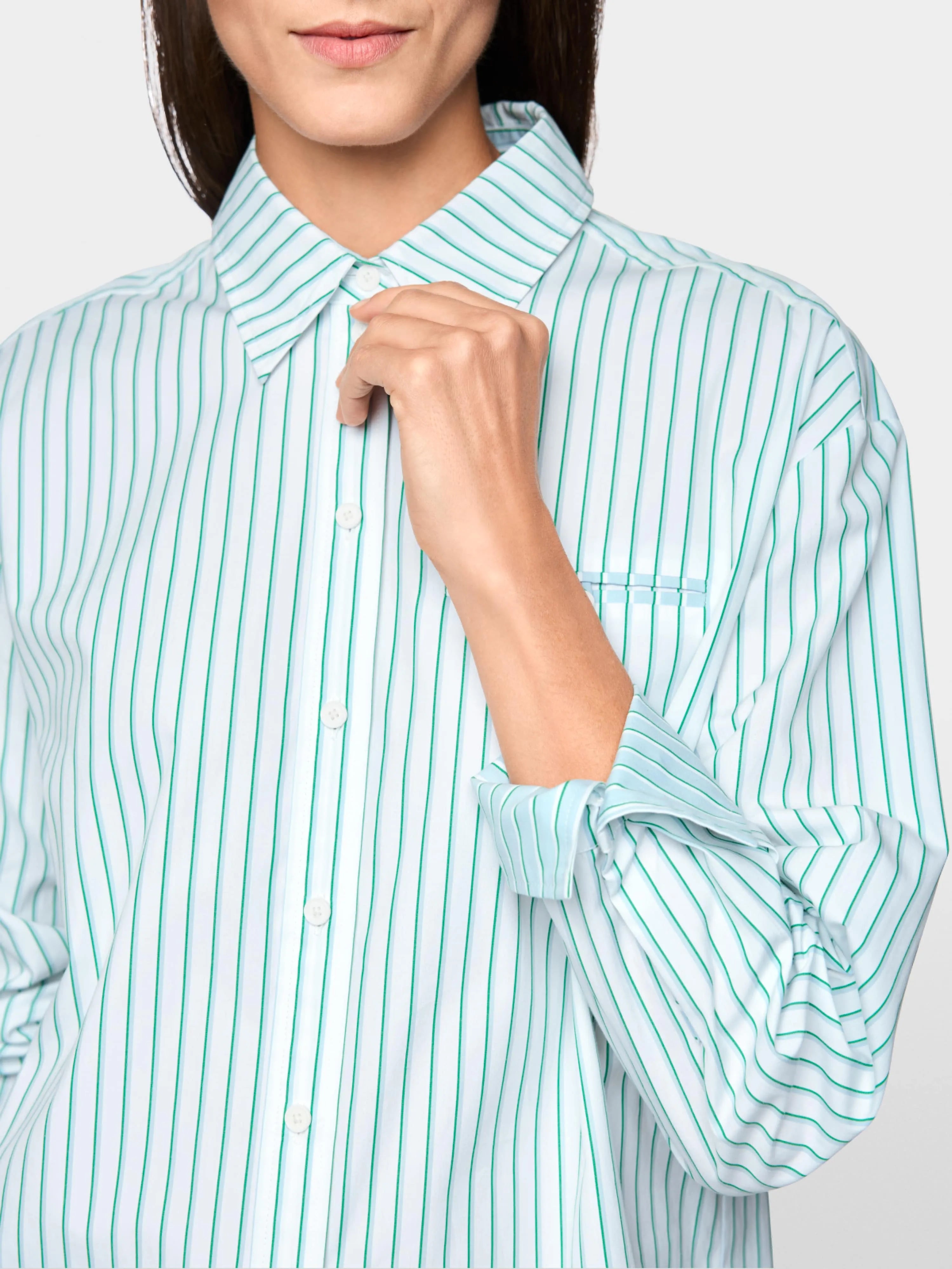 Marccain Bright Emerald New Women Striped Cotton Shirt Blouse SKU: AS 51.11 W15_554 Image 03