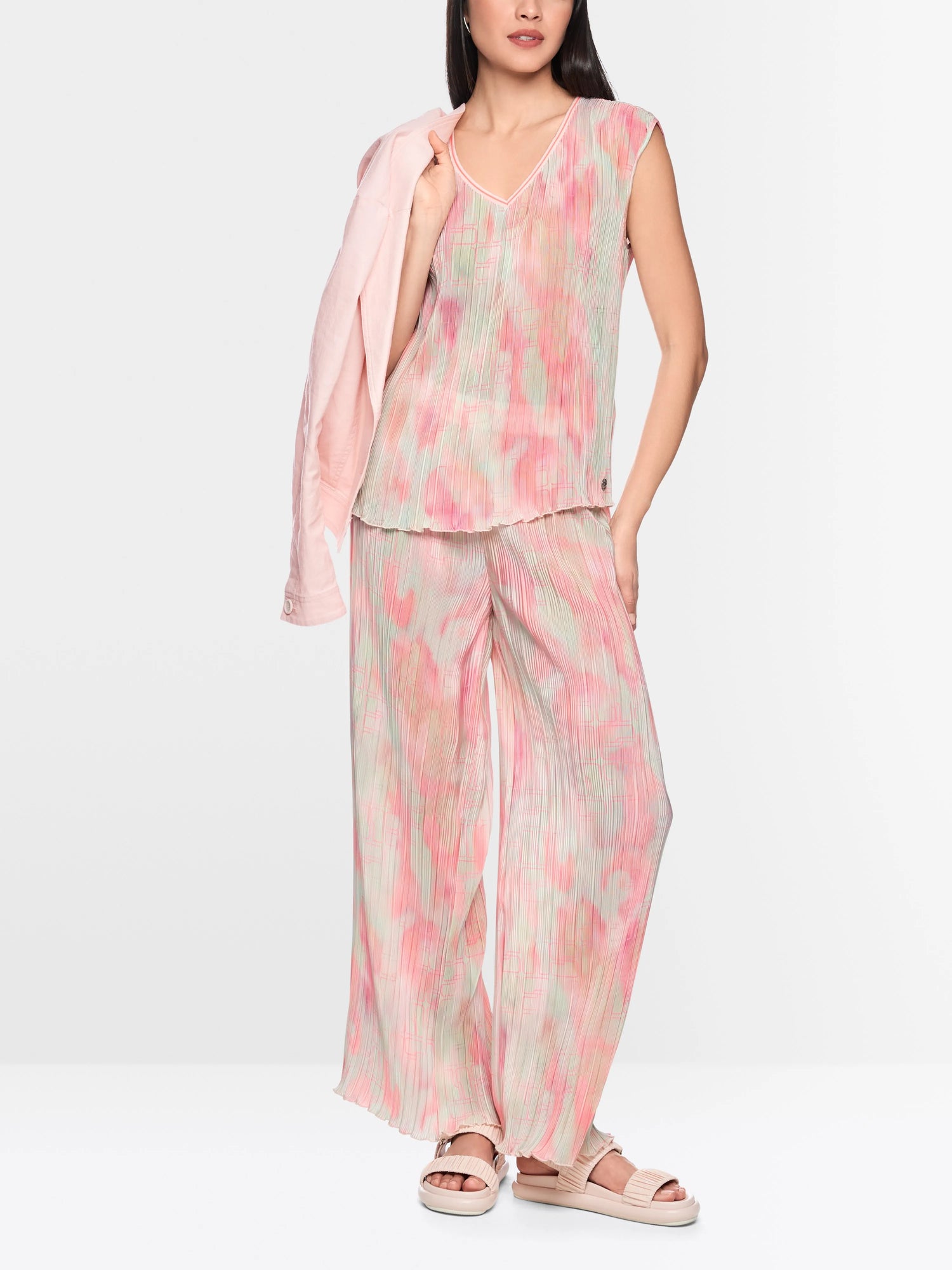Marc Cain Candlelight Peach Women Sleeveless Pleated Blouse SKU: AS 51.26 W37_231 Image 01