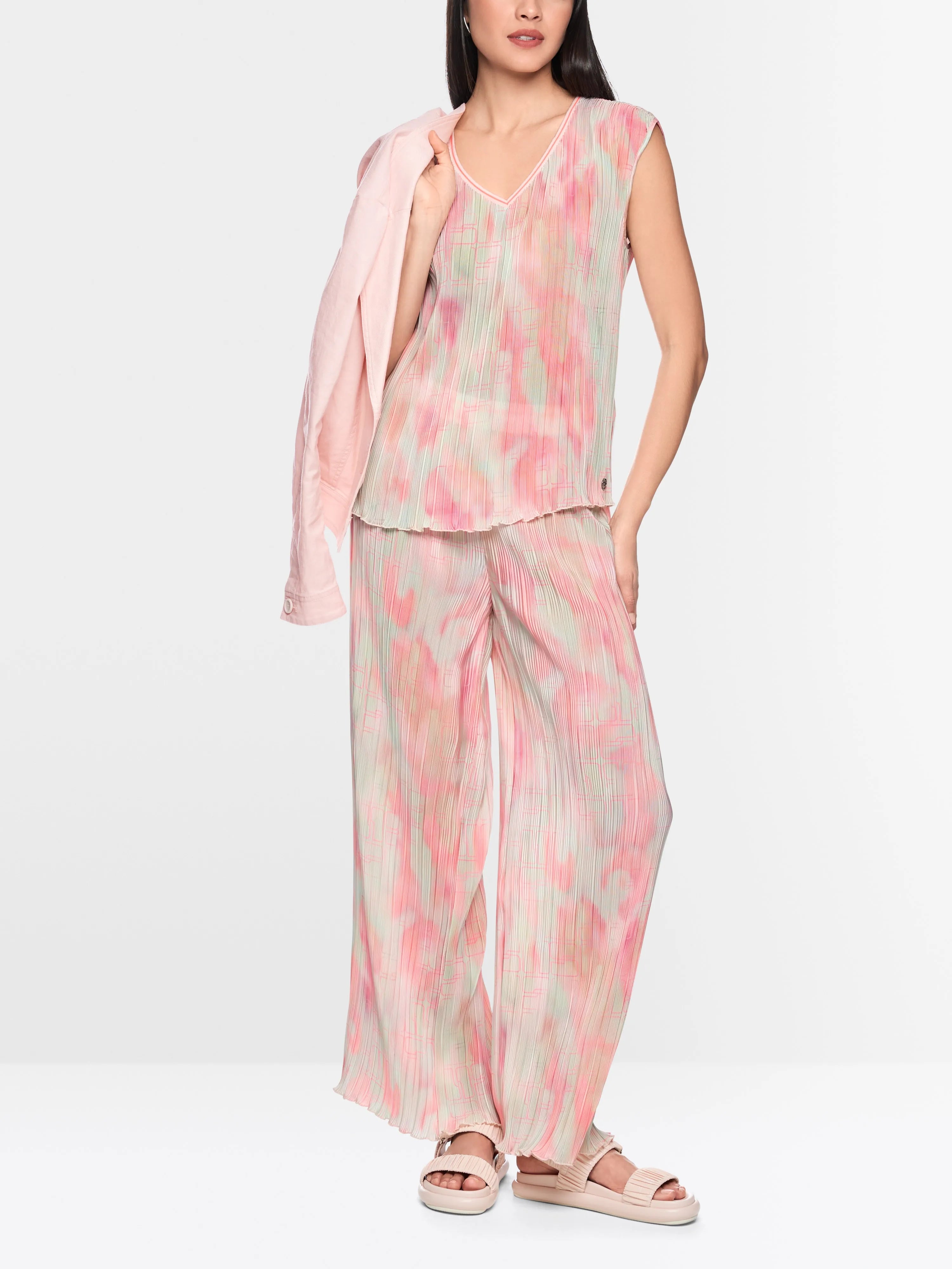 Marc Cain Candlelight Peach Women Sleeveless Pleated Blouse SKU: AS 51.26 W37_231 Image 01