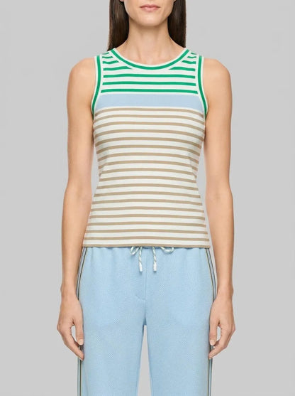 Marccain Bright Emerald New Women Striped Stretch Cotton Top SKU: AS 61.03 J90_554 Image 00