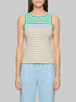 Marccain Bright Emerald New Women Striped Stretch Cotton Top SKU: AS 61.03 J90_554 Image 00