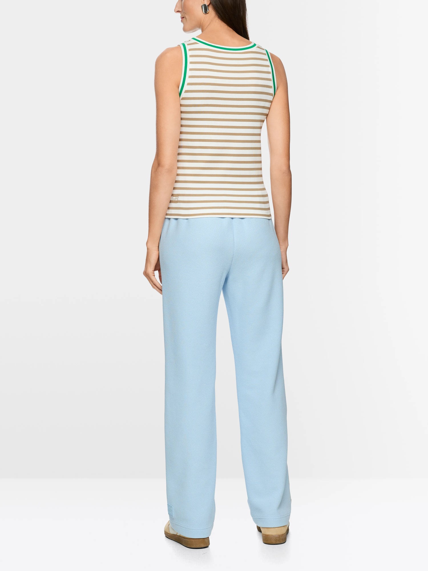 Marccain Bright Emerald New Women Striped Stretch Cotton Top SKU: AS 61.03 J90_554 Image 02