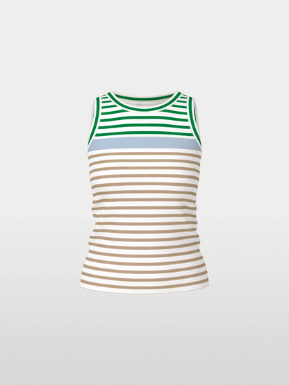 Marccain Bright Emerald New Women Striped Stretch Cotton Top SKU: AS 61.03 J90_554 Image 05