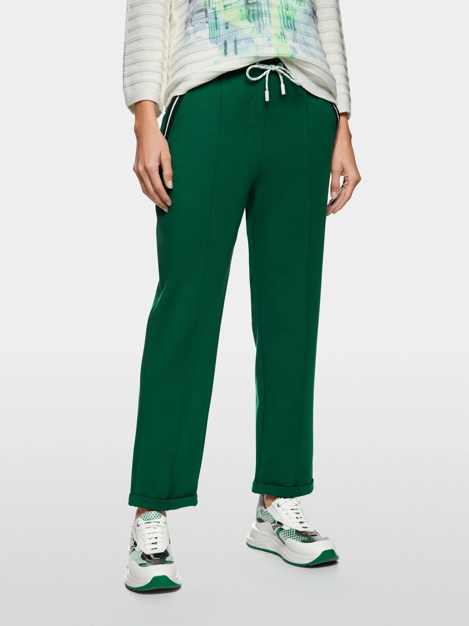 Marccain Dark Jade Green Women FRIA Pull-On Trousers in Cotton Blend SKU: AS 81.26 J54_556 Image 05