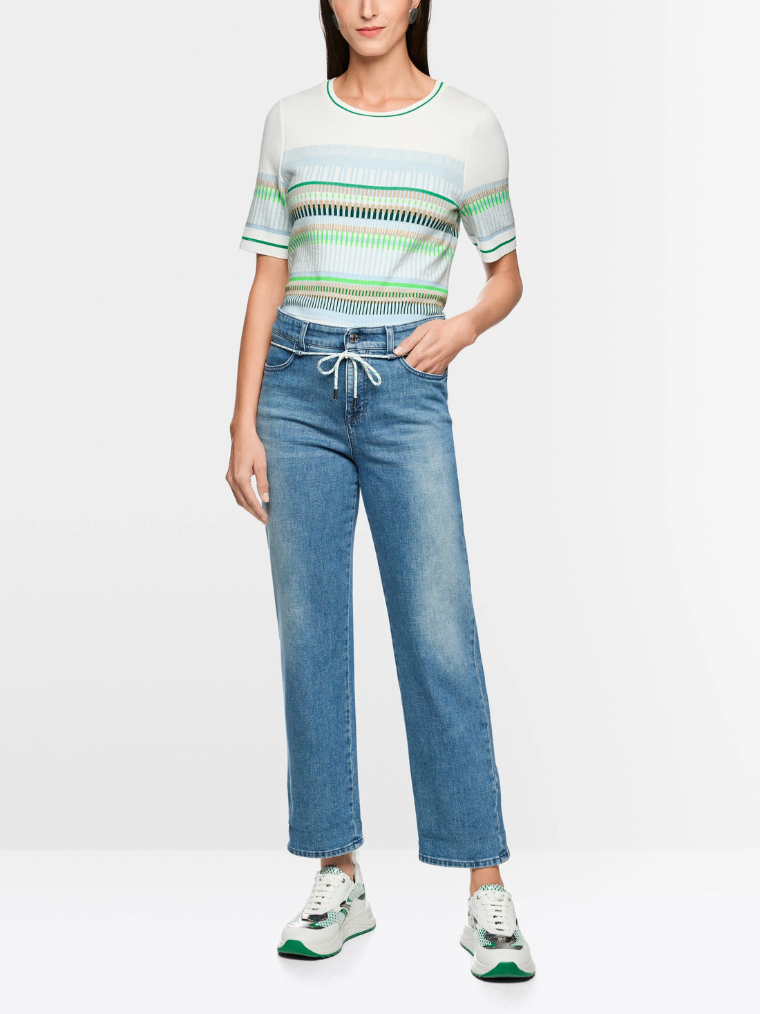 Marccain Blue Denim Women FENDOU Feminine Jeans with Drawstring SKU: AS 82.19 D06_353 Image 01