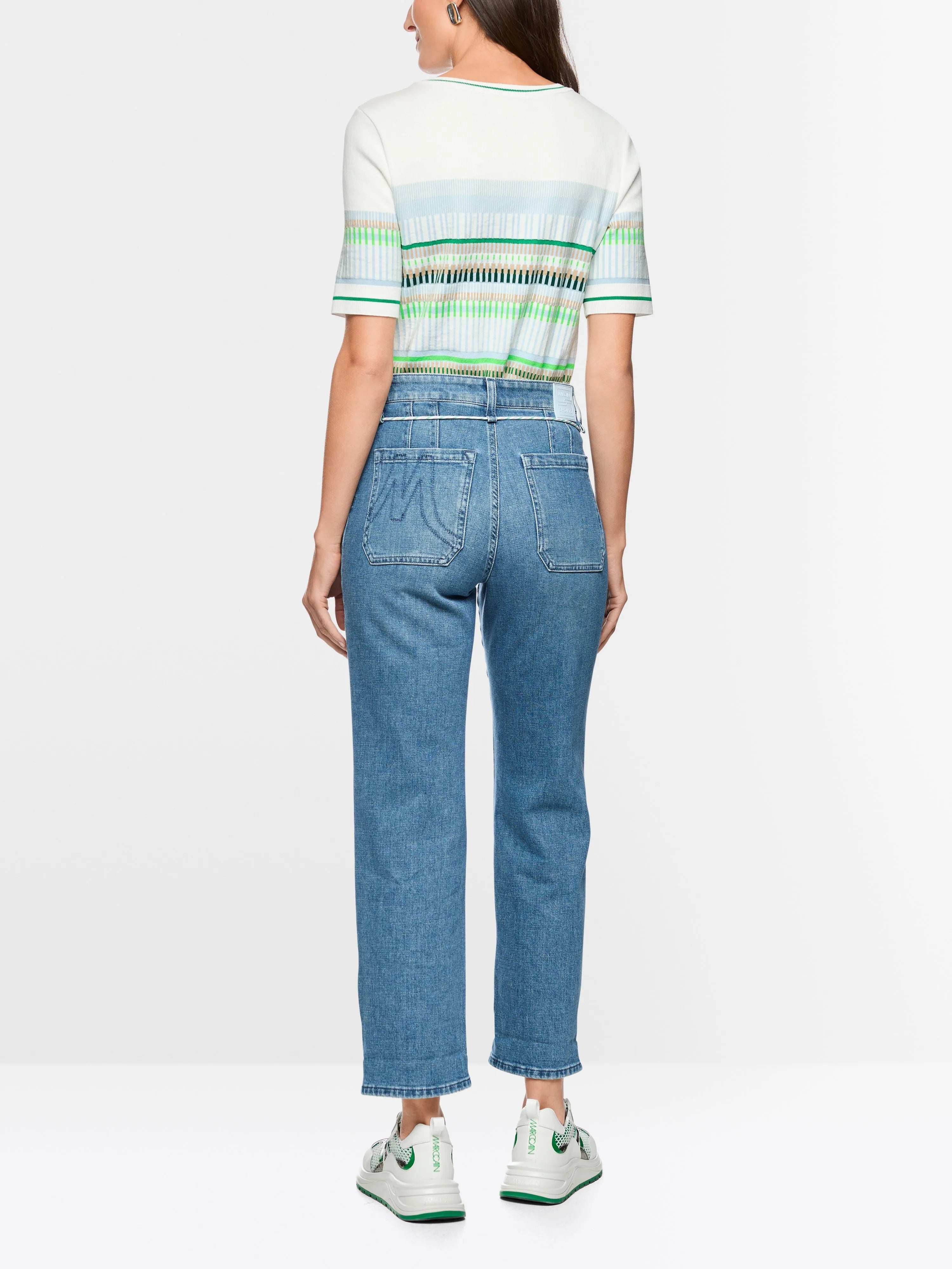 Marccain Blue Denim Women FENDOU Feminine Jeans with Drawstring SKU: AS 82.19 D06_353 Image 02