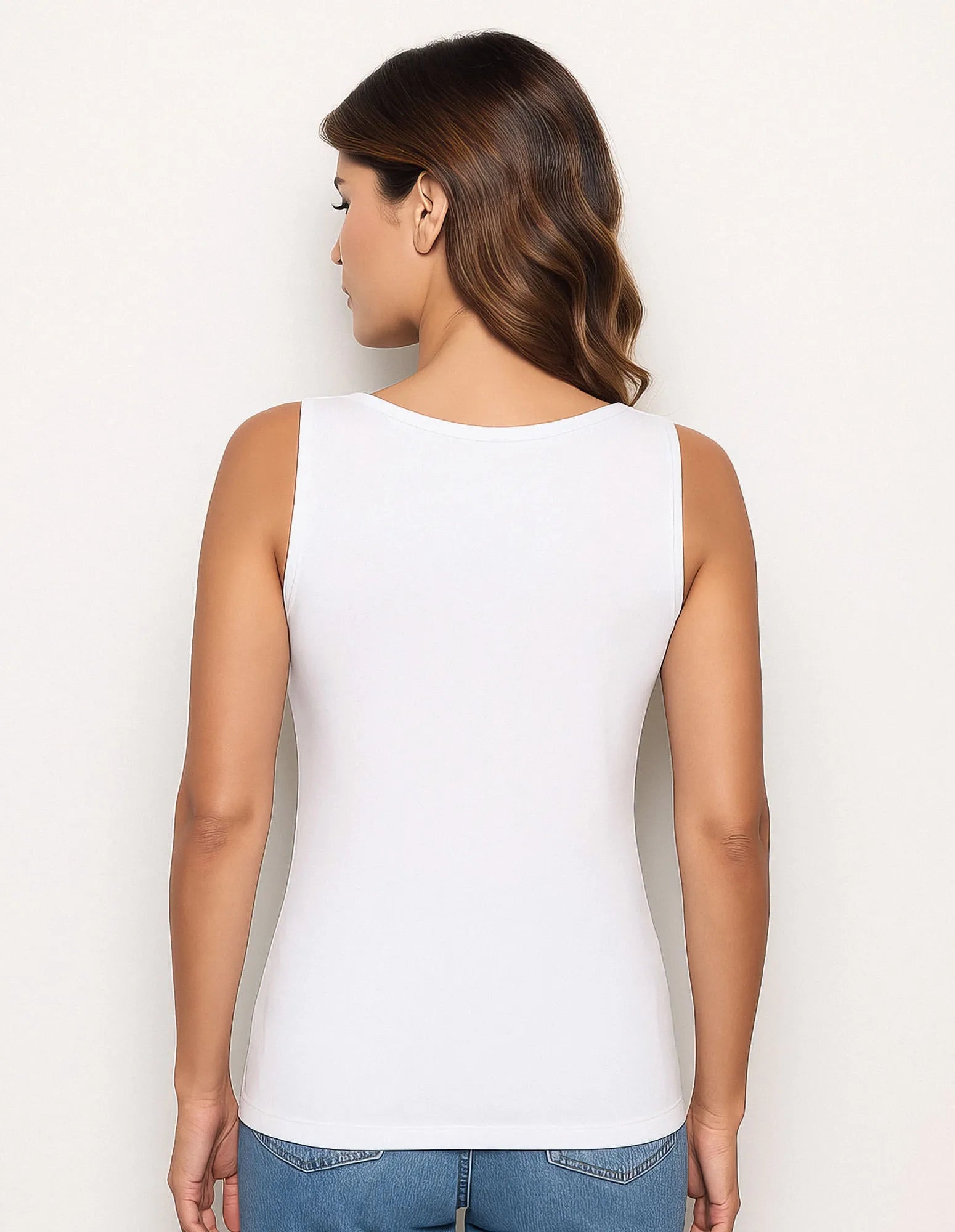 Yamamay_Cream_Basic V-Neck Tank Top with Tencelª Modal Ð Modal/Wool_ATOD183004_035_03