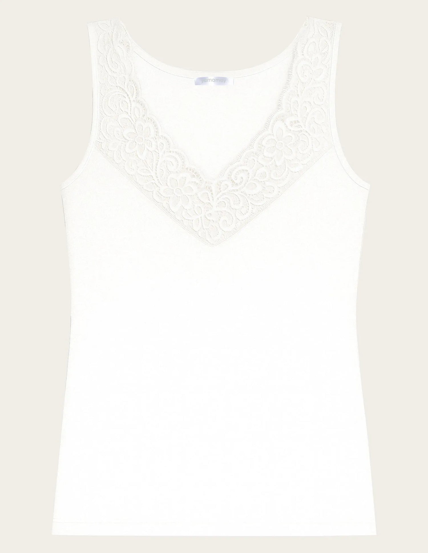 Yamamay_Cream_Basic V-Neck Tank Top with Tencelª Modal Ð Modal/Wool_ATOD183004_035_05