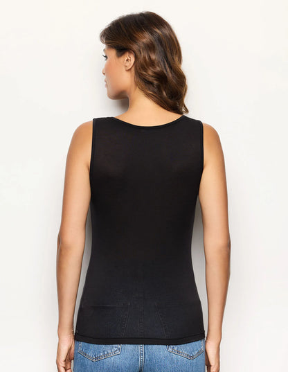 Yamamay_Black_Basic V-Neck Tank Top with Tencelª Modal Ð Modal/Wool_ATOD183004_072_03