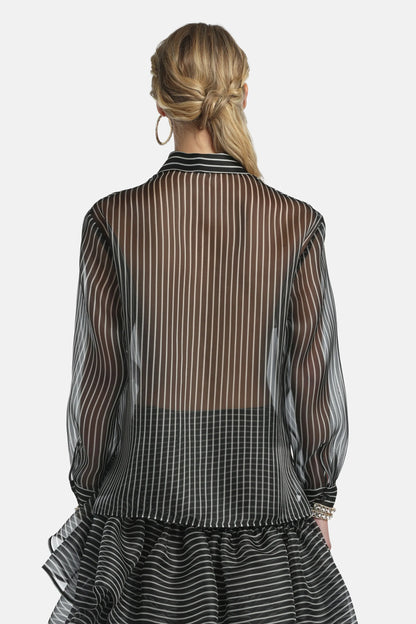 Luisa Spagnoli Var Riga Nero Panna Women Bagatella - Silk Shirt - Fashion Show SKU: BAGATELLA_3314 Image 03