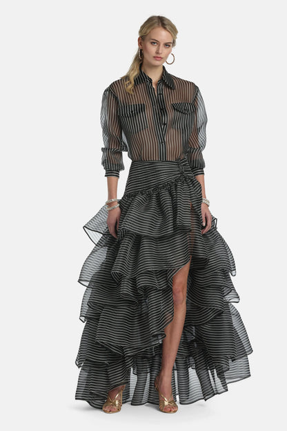 Luisa Spagnoli Var Riga Nero Panna Women Bagatella - Silk Shirt - Fashion Show SKU: BAGATELLA_3314 Image 06