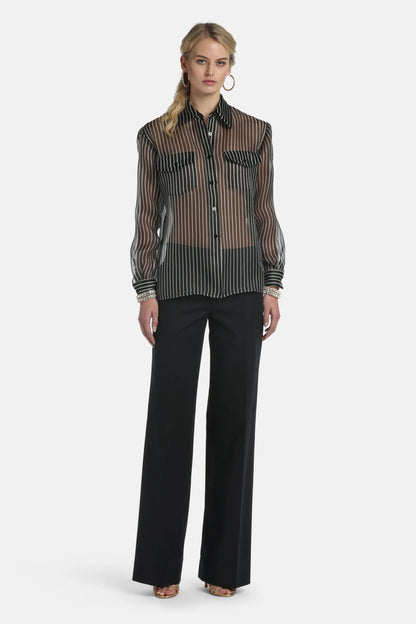 Luisa Spagnoli Var Riga Nero Panna Women Bagatella - Silk Shirt - Fashion Show SKU: BAGATELLA_3314 Image 07