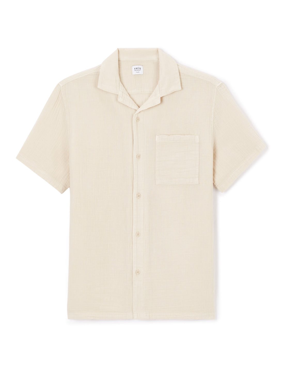 Regular Cotton Gauze Shirt - Beige_01