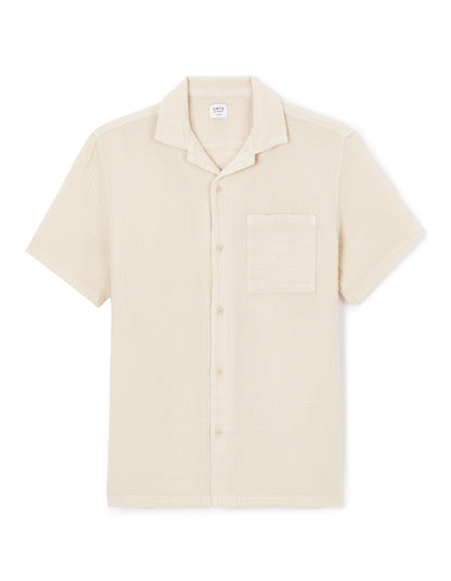 Regular Cotton Gauze Shirt - Beige_01