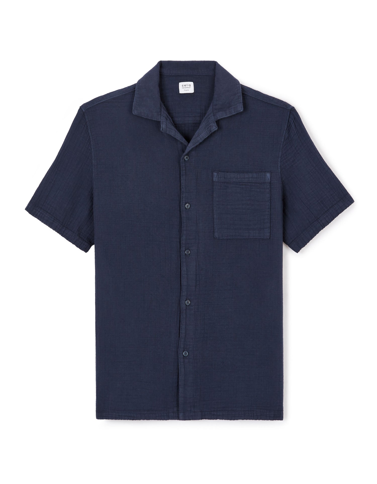 Regular Cotton Gauze Shirt - Navy_01