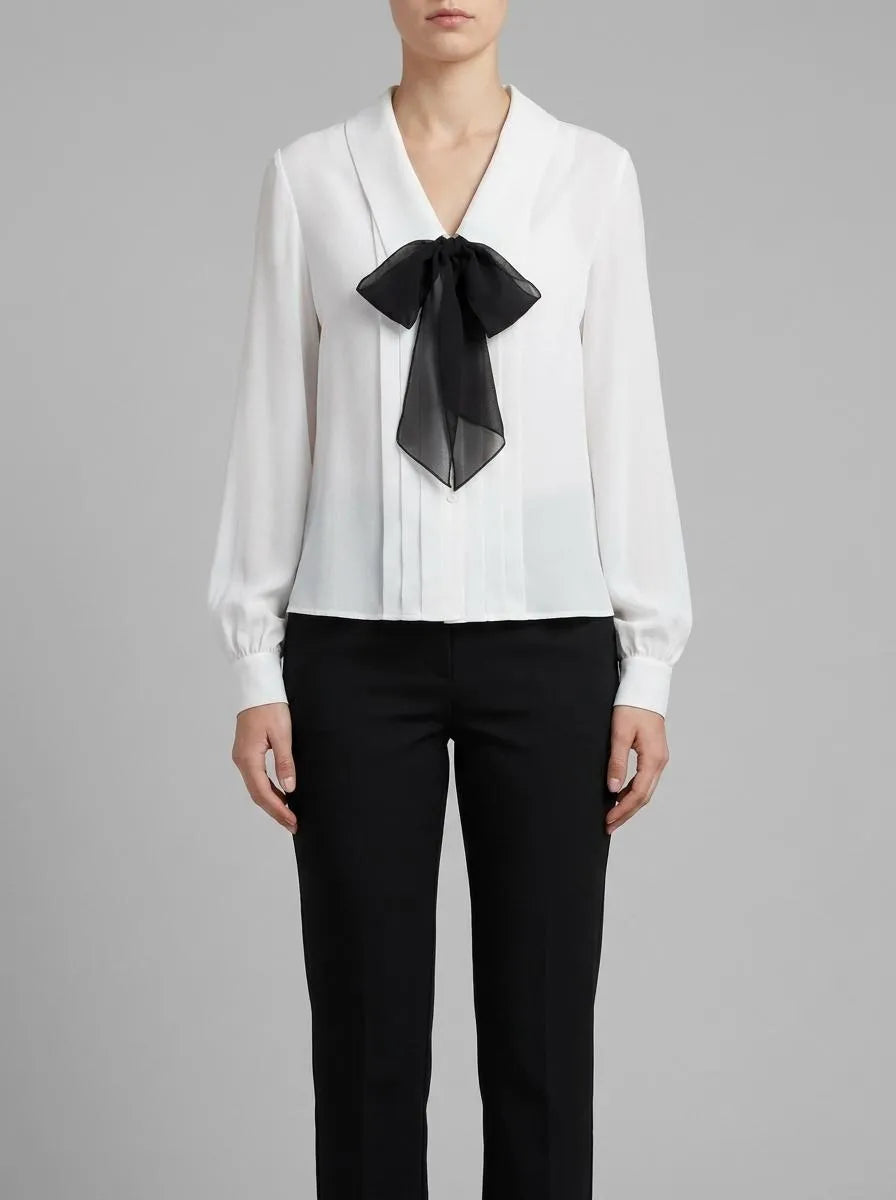 Luisa Spagnoli Panna/Nero Women Balda - Cr�pe De Chine Shirt SKU: BALDA_0202 0101 Image 00