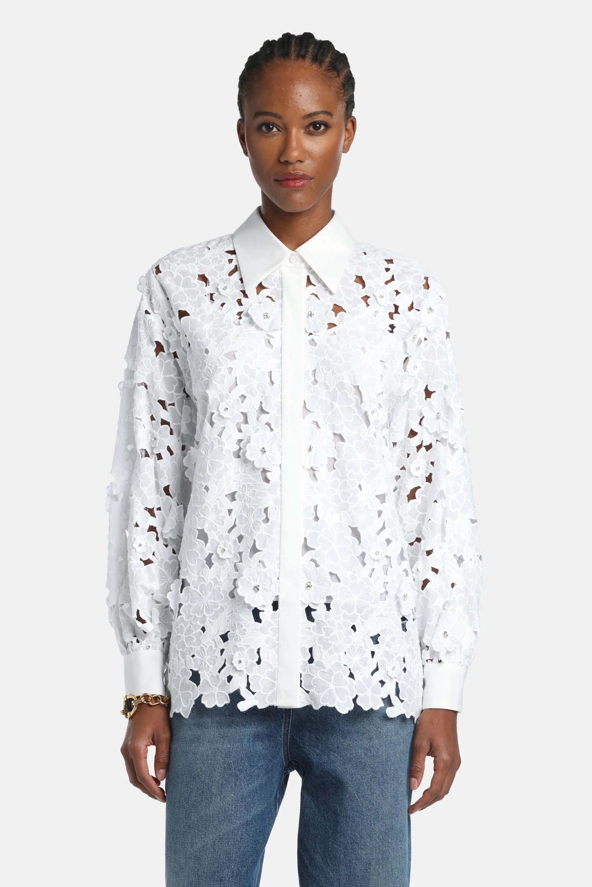 Luisa Spagnoli Bianco Women Balista - MacramŽ Lace Shirt SKU: BALISTA_0201 Image 02