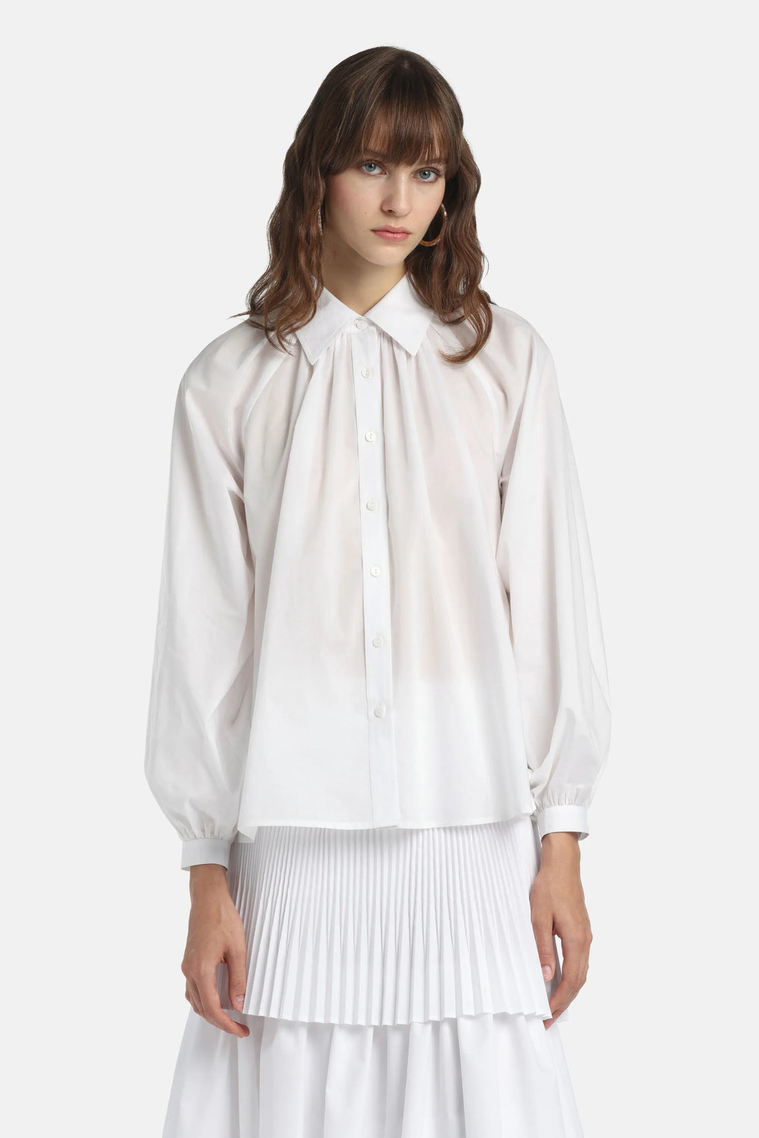 Luisa Spagnoli Bianco Women Baltana - Ruched Shirt SKU: BALTANA_0201 Image 01