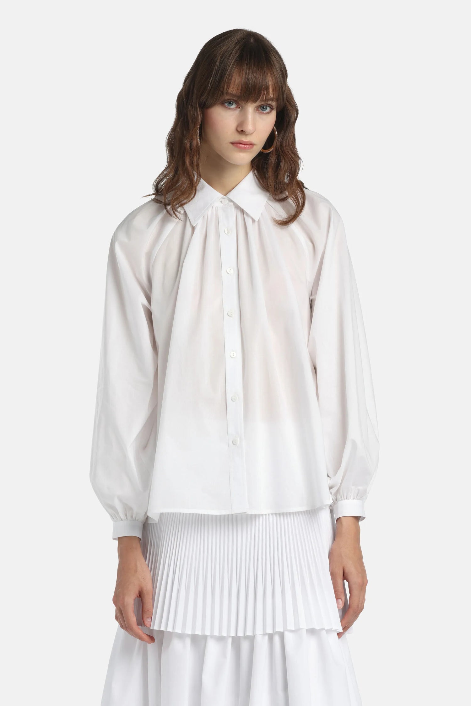 Luisa Spagnoli Bianco Women Baltana - Ruched Shirt SKU: BALTANA_0201 Image 01