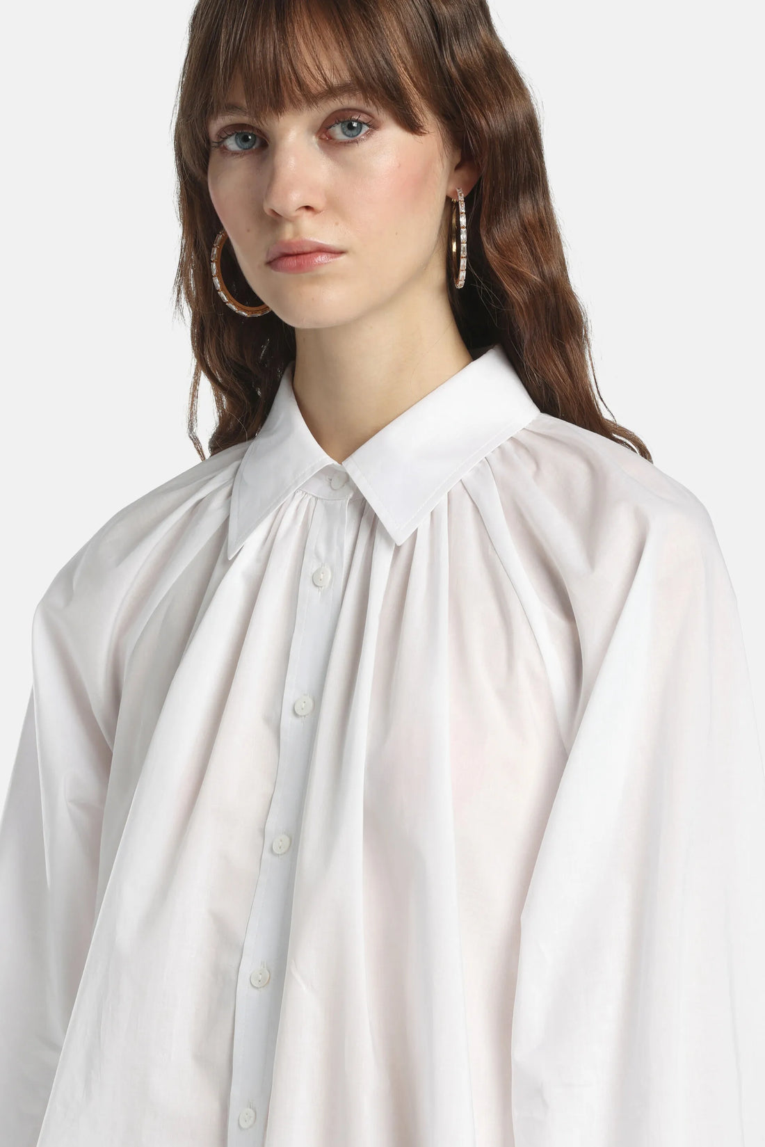 Luisa Spagnoli Bianco Women Baltana - Ruched Shirt SKU: BALTANA_0201 Image 04