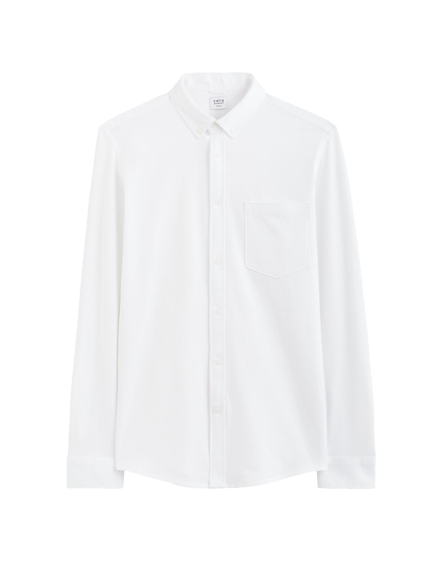 Regular Cotton Pique Shirt - White_01