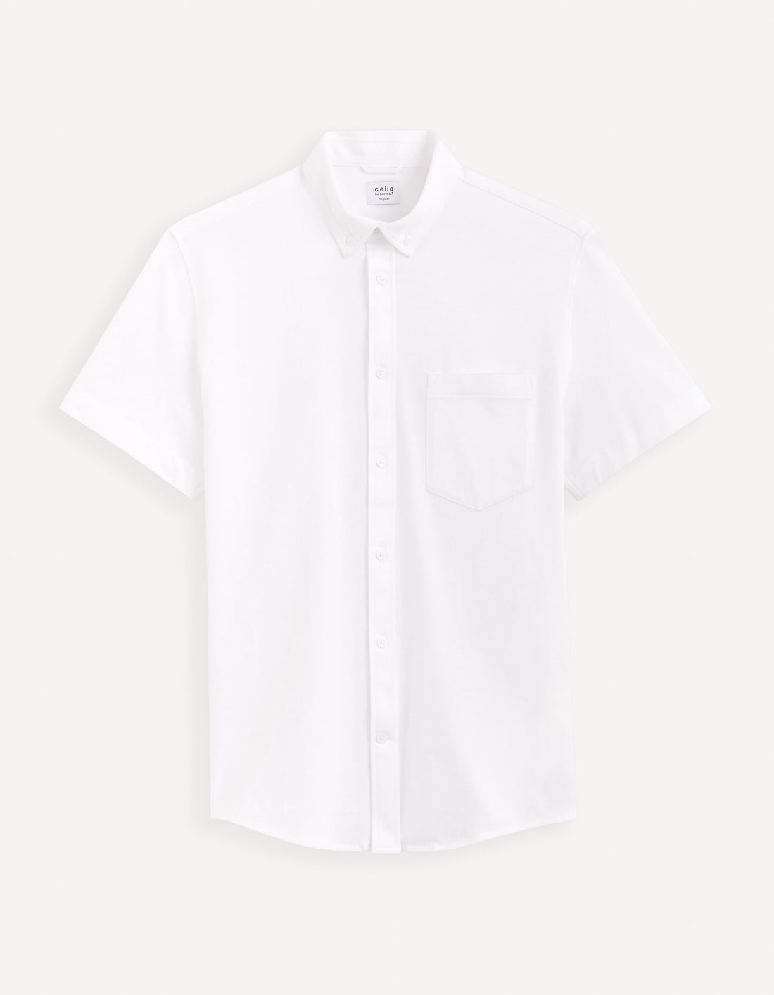 Regular 100% Cotton Pique Knit Shirt_BARIK_WHITE_02