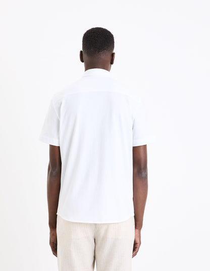 Regular 100% Cotton Pique Knit Shirt_BARIK_WHITE_04