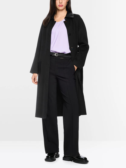 Marc Cain Black New Women Short Coat with Leather Details SKU: BC 11.06 W33_900 Image 01