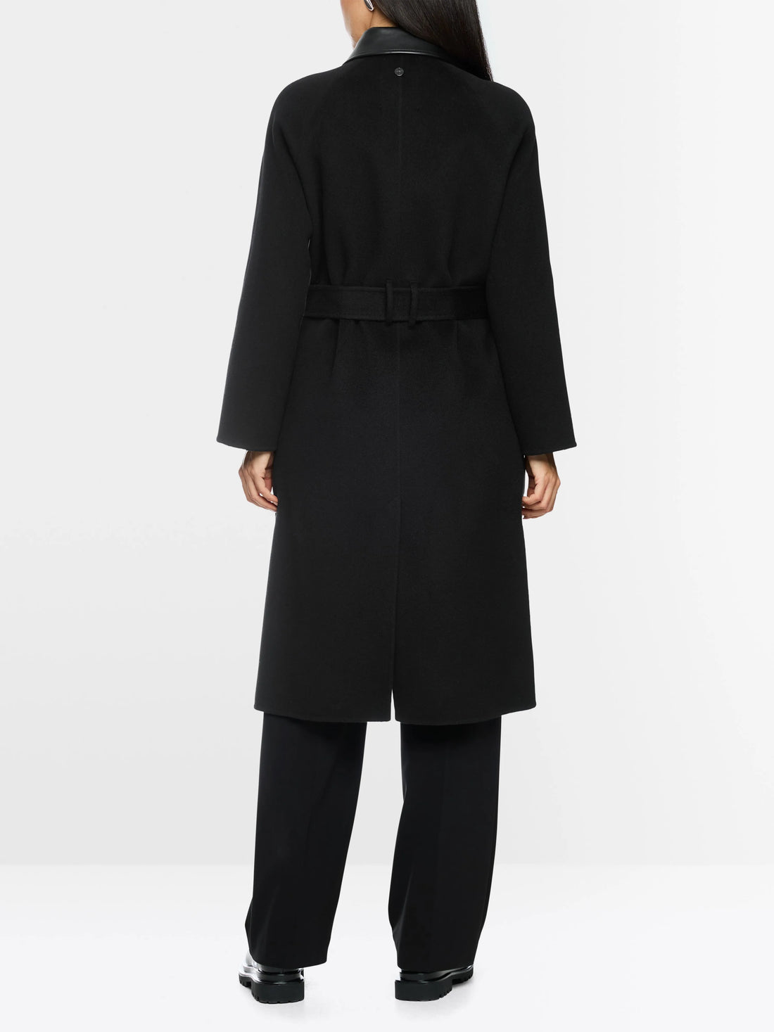 Marc Cain Black New Women Short Coat with Leather Details SKU: BC 11.06 W33_900 Image 02