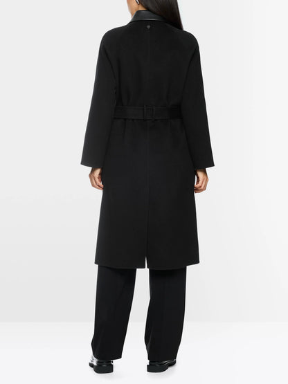 Marc Cain Black New Women Short Coat with Leather Details SKU: BC 11.06 W33_900 Image 02