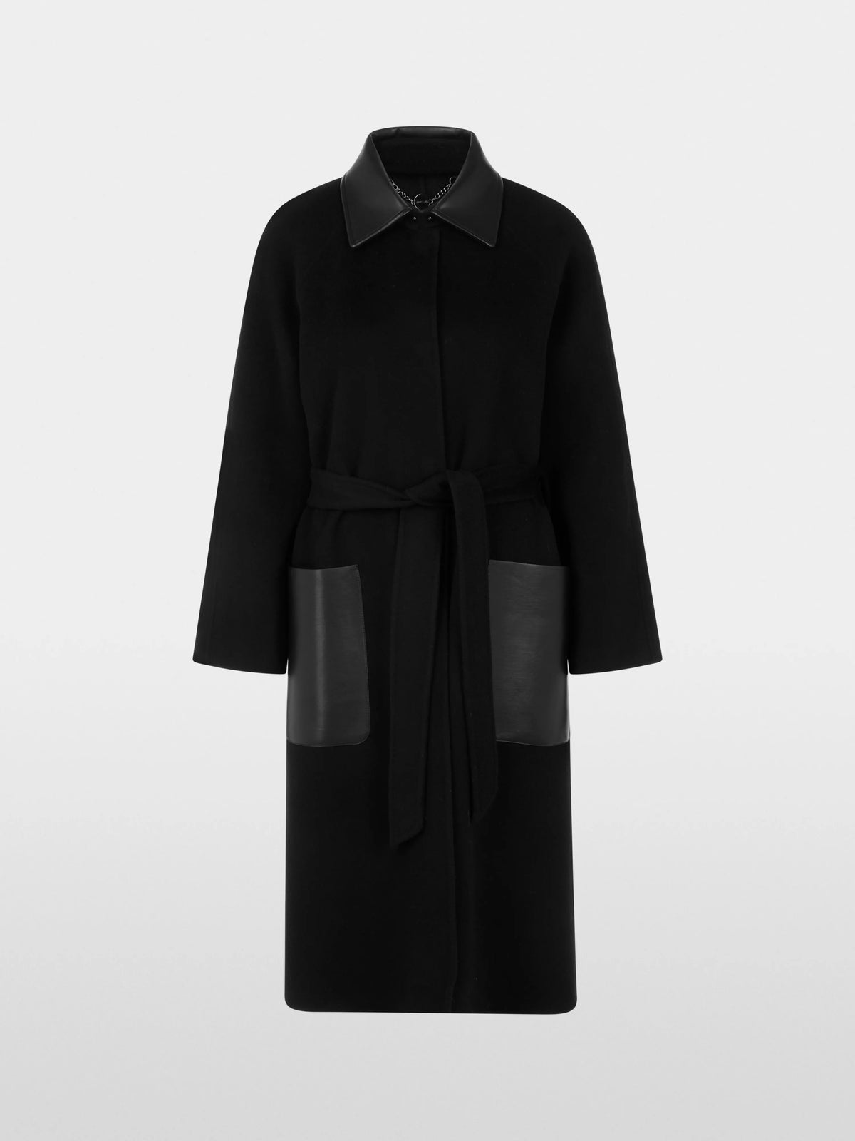 Marc Cain Black New Women Short Coat with Leather Details SKU: BC 11.06 W33_900 Image 07