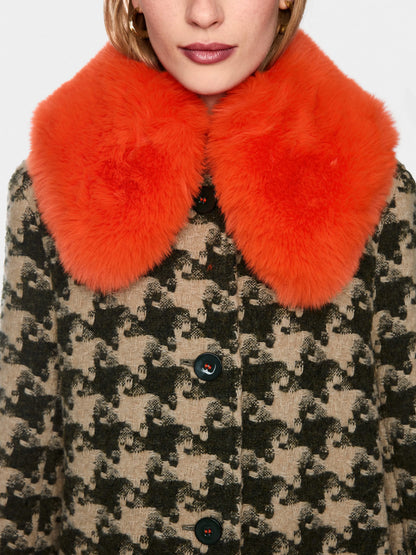 Marc Cain Tannin Women Houndstooth Coat with Faux Fur Collar SKU: BC 11.12 W65_620 Image 03