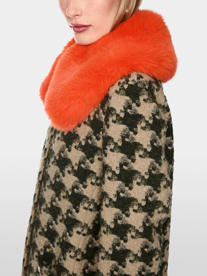 Marc Cain Tannin Women Houndstooth Coat with Faux Fur Collar SKU: BC 11.12 W65_620 Image 04