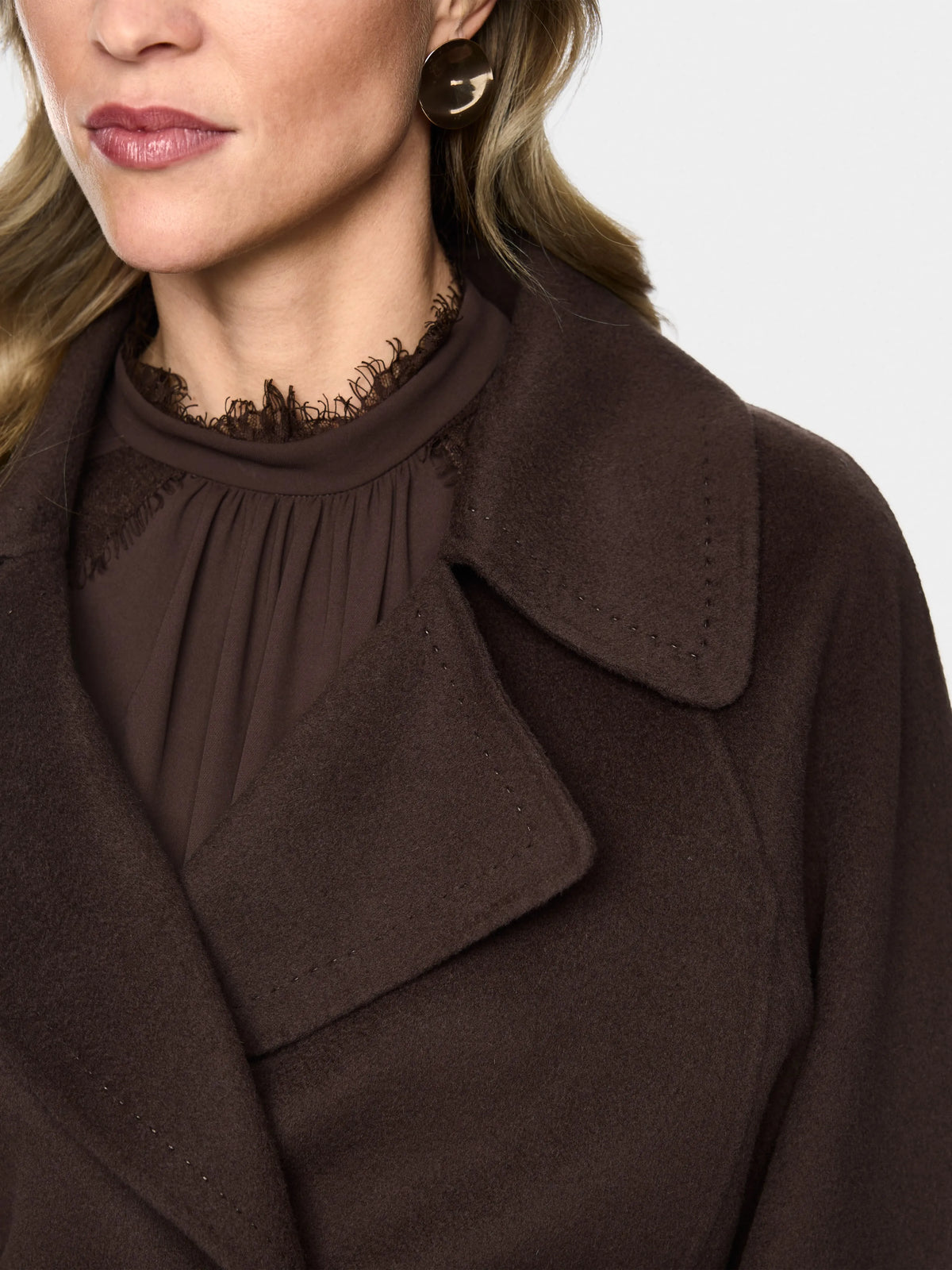 Marc Cain Seal Brown Women Short Wool Coat SKU: BC 12.04 W33_697 Image 03