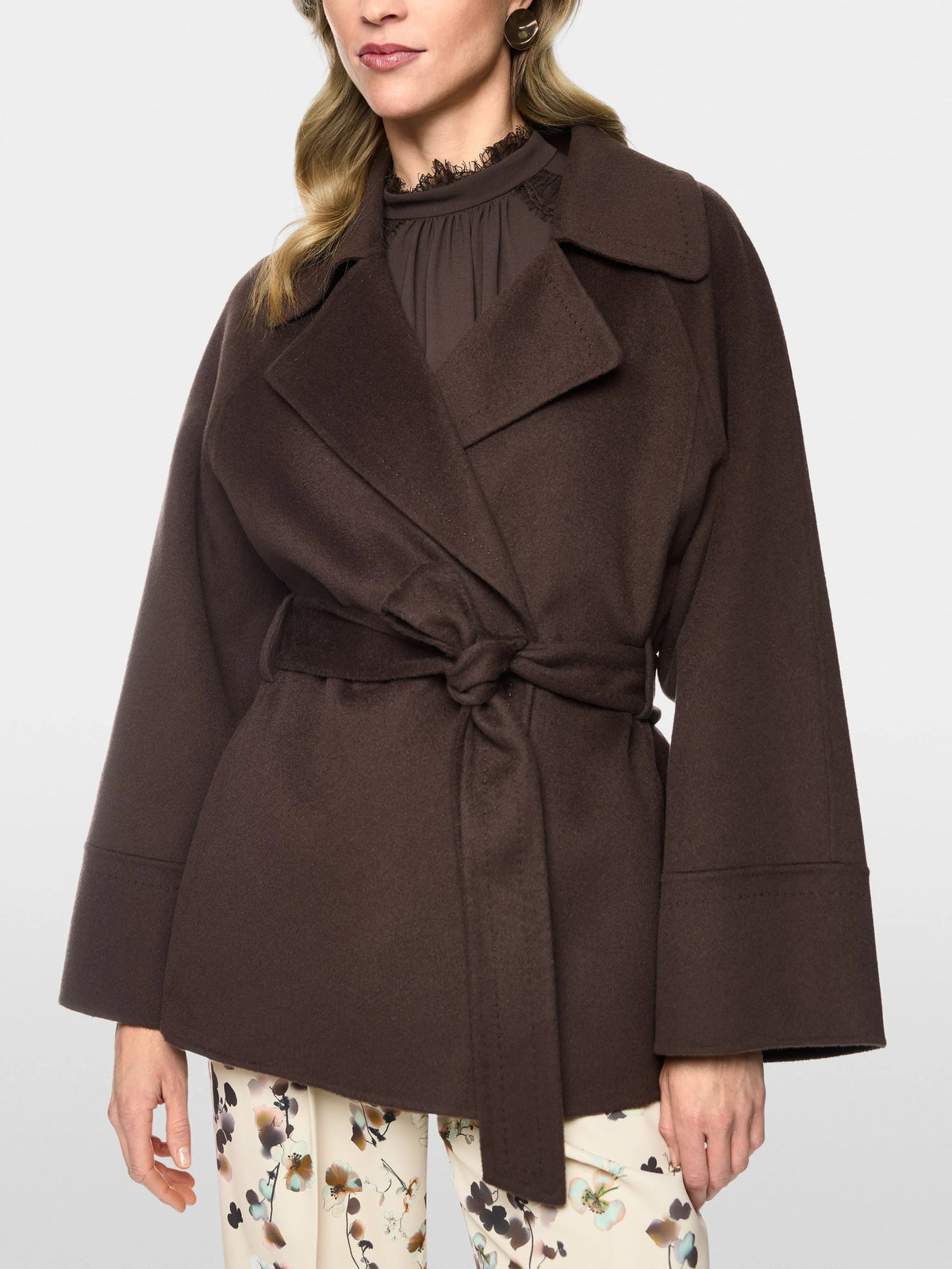 Marc Cain Seal Brown Women Short Wool Coat SKU: BC 12.04 W33_697 Image 05