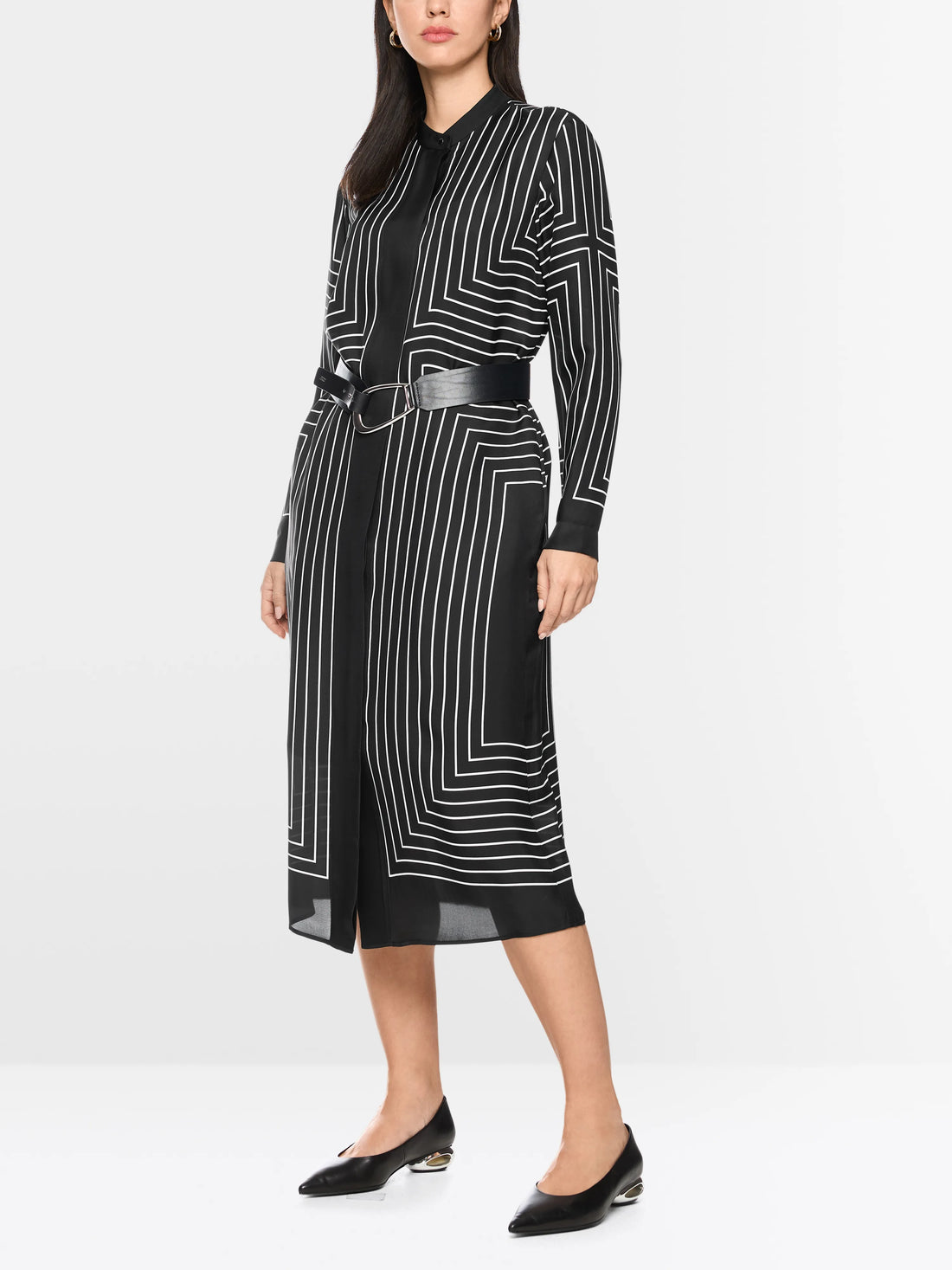 Marc Cain Black And White Women Midi Dress with Graphic Pattern SKU: BC 21.10 W18_910 Image 01