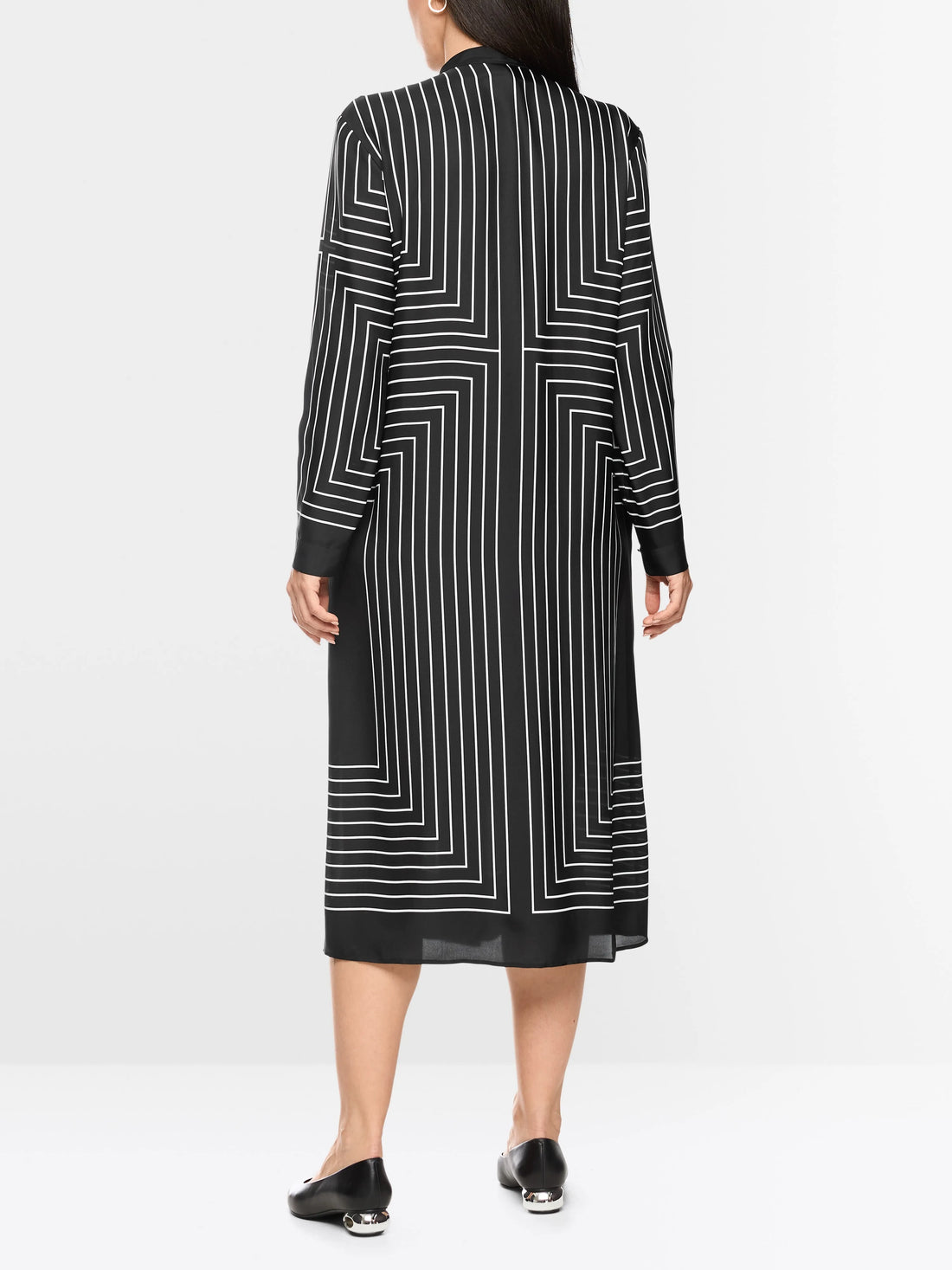Marc Cain Black And White Women Midi Dress with Graphic Pattern SKU: BC 21.10 W18_910 Image 02