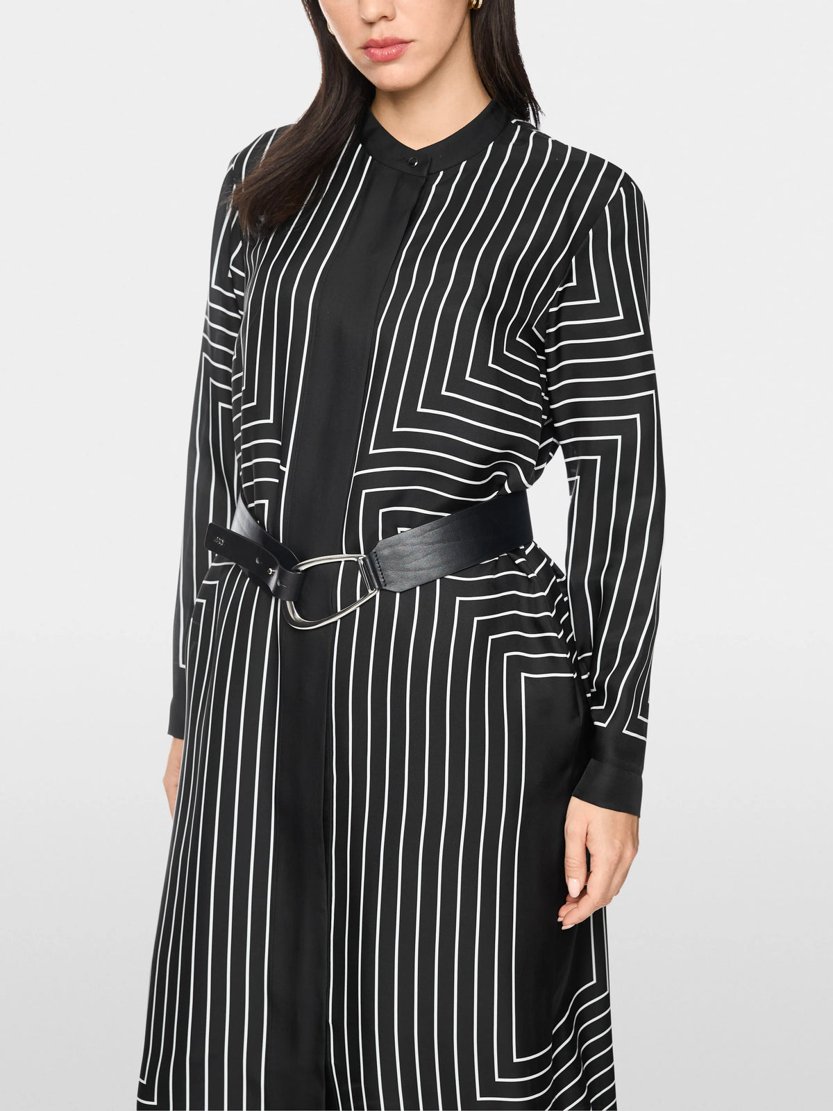 Marc Cain Black And White Women Midi Dress with Graphic Pattern SKU: BC 21.10 W18_910 Image 06