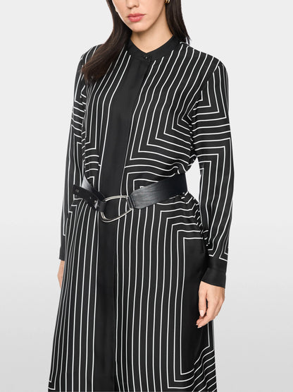 Marc Cain Black And White Women Midi Dress with Graphic Pattern SKU: BC 21.10 W18_910 Image 06
