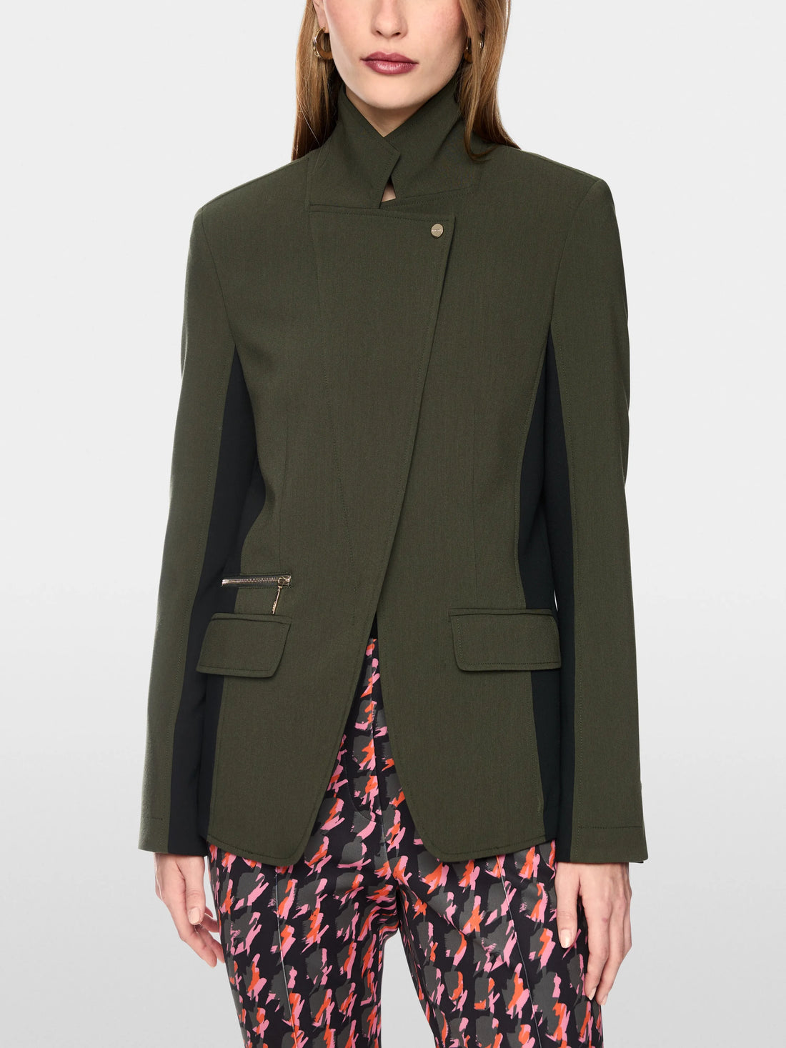 Marc Cain Forest Night New Women Blazer with Contrasting Stripes SKU: BC 31.21 W59_599 Image 06