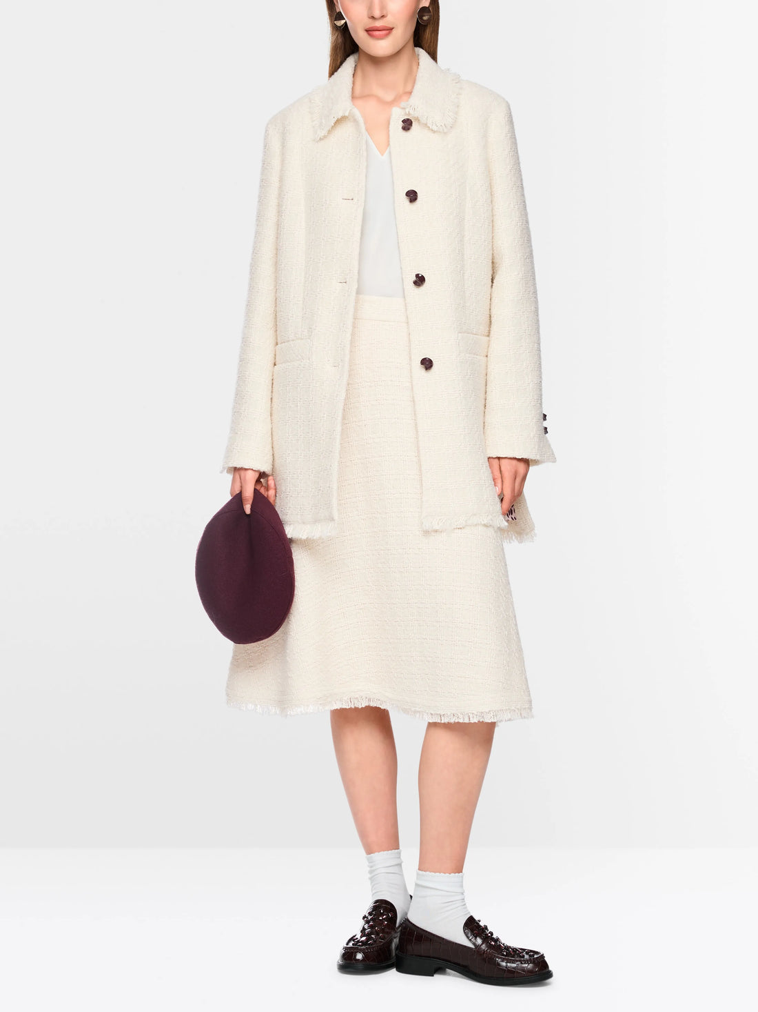 Marc Cain Off-White Women BouclŽ Jacket with Fringing SKU: BC 31.22 W04_110 Image 01
