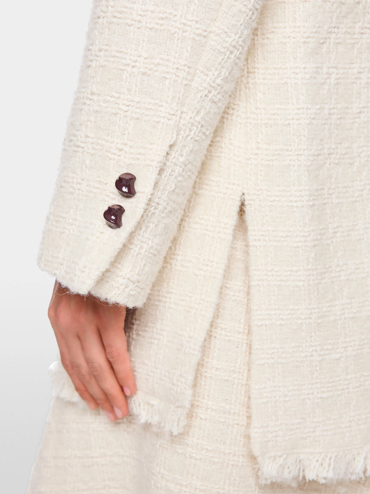 Marc Cain Off-White Women BouclŽ Jacket with Fringing SKU: BC 31.22 W04_110 Image 04