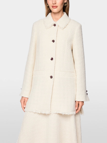 Marc Cain Off-White Women BouclŽ Jacket with Fringing SKU: BC 31.22 W04_110 Image 06