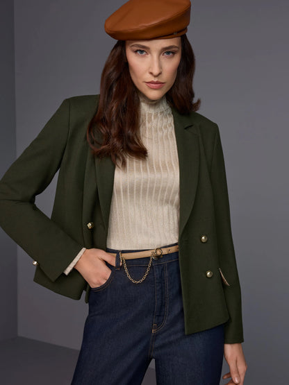 Marc Cain Forest Night New Women Fitted Double-Breasted Blazer SKU: BC 34.29 W29_599 Image 09