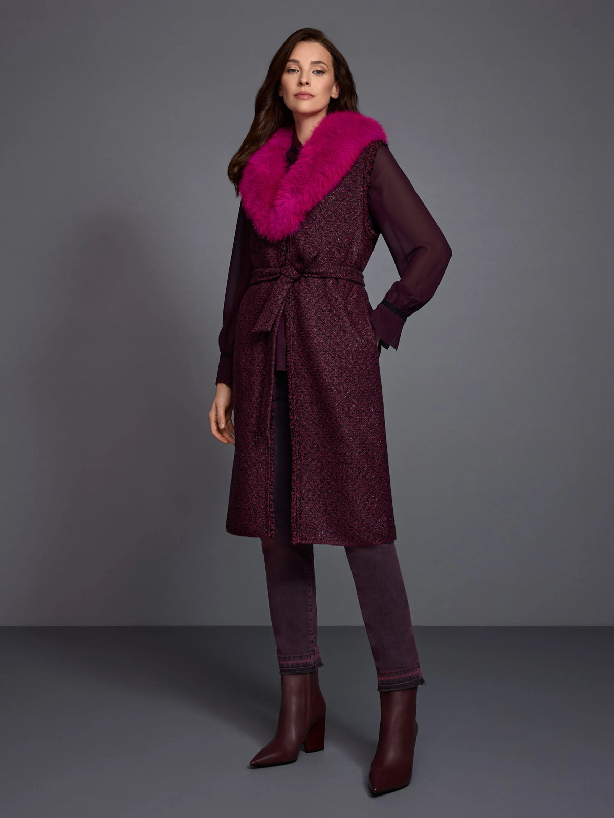 Marc Cain Winetasting Women ÔKnitted in GermanyÕ Long Waistcoat SKU: BC 37.06 M36_296 Image 07