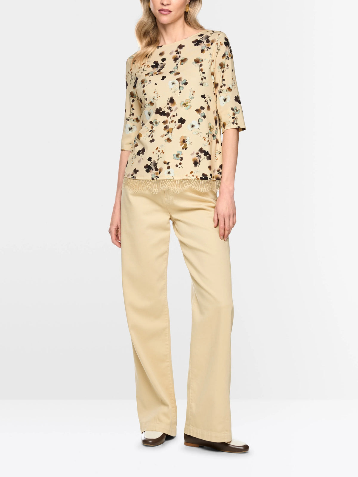 Marc Cain Lamb`S Wool Women Floral Shirt with Lace Trim SKU: BC 48.31 J47_126 Image 01