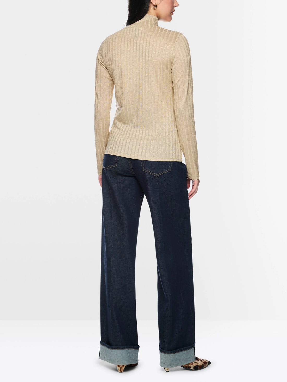 Marc Cain Tannin Women Lurex Ribbed Shirt with Stand-Up Collar SKU: BC 48.70 J21_620 Image 02