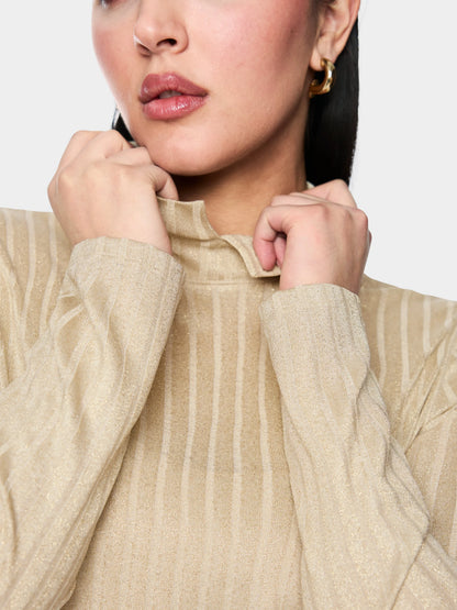 Marc Cain Tannin Women Lurex Ribbed Shirt with Stand-Up Collar SKU: BC 48.70 J21_620 Image 05