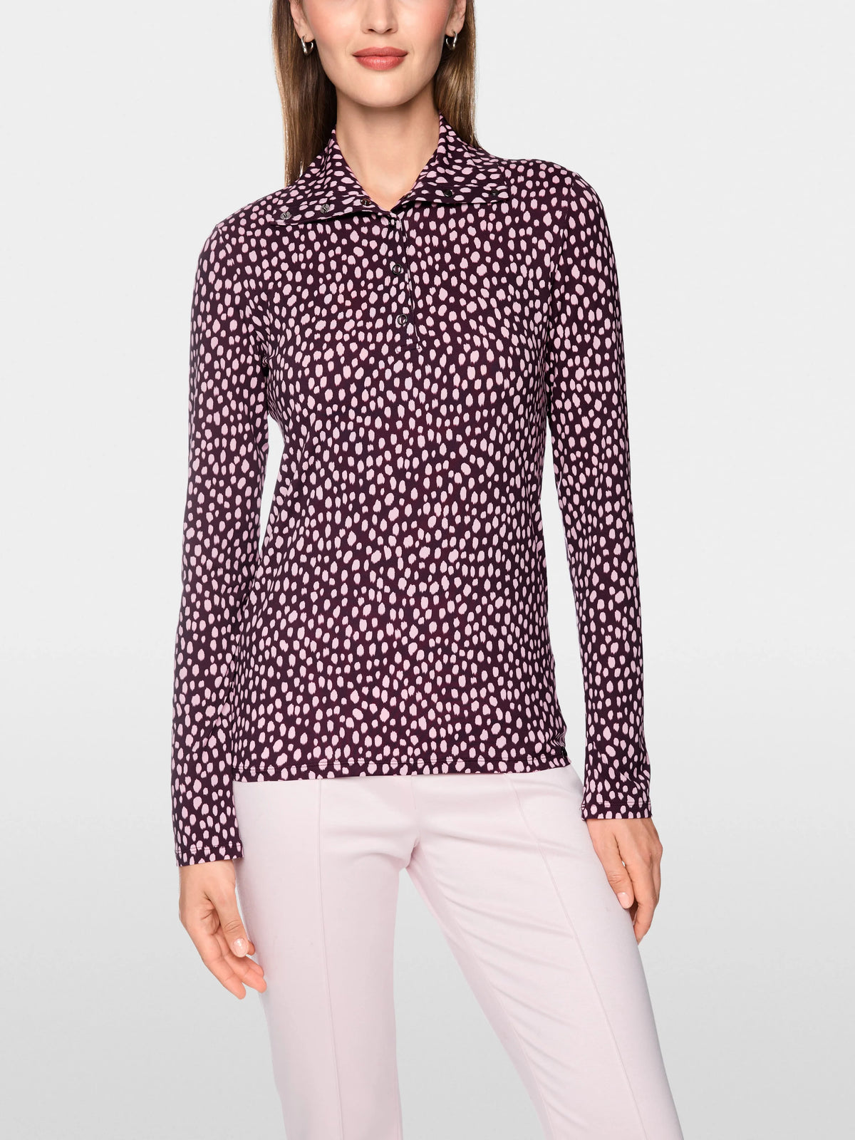 Marc Cain Winetasting Women Long-Sleeved Shirt with Polka Dot Print SKU: BC 48.76 J26_296 Image 05